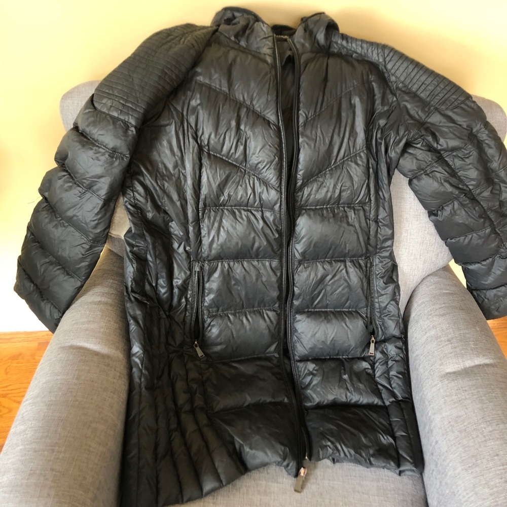 BCBG Long Black Puffer Jacket